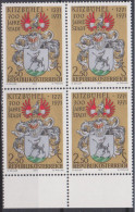 1971 , Mi 1366 ** (5) -  4er Block Postfrisch - 700 Jahre Stadt Kitzbühel - Ungebraucht