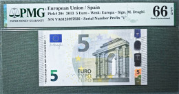 5 EURO SPAIN 2013 DRAGHI V004A1 VA SC FDS UNC. PERFECT PMG 66 EPQ - 5 Euro