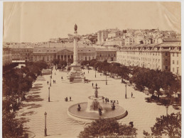 Grande Photographie Ancienne ~1880 Portugal 28x21,5 Cm. Lisbonne Vue Panoramique De La Place Don Pedro - Tirage Albuminé - Anciennes (Av. 1900)