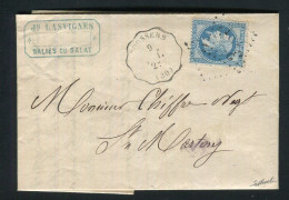 Rare Lettre De Salies Du Salat Pour St Martory ( 1867 ) - Cachet Convoyeur Station BOUSSENS MT - 1849-1876: Klassik