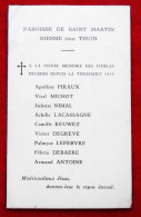 Paroisse De Saint Martin, Biesme Sous Thuin. A La Mémoire Des Fidèles Décédés Depuis La Toussaint 1950 - Imágenes Religiosas