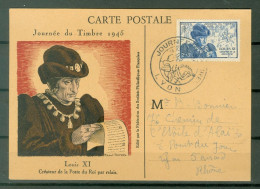 France  CP  347  1er Jour  Journée Du Timbre 1945  Lyon Cote 35 Euro  Histoire Postale   - Journée Du Timbre