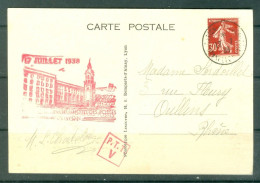 France  CP  Inauguration De L'Hotel Des Postes De Lyon   17 Juillet 1938   - Cartas & Documentos