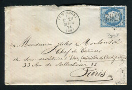 Belle Lettre De St Martory Pour Paris ( 1874 ) Avec Un N° 60B Type II - 1849-1876: Période Classique