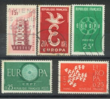 FRANCE -1956/61, EUROPA STAMPS SET OF 5, USED. - Gebruikt