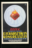 AK Budapest, XXXIV. Nemzetközi Eucharisztikus Kongresszu 1938, Flammendes Herz Mit Stacheln  - Autres & Non Classés