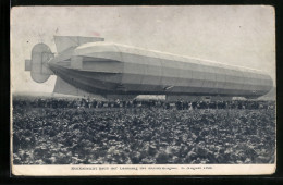 AK Echterdingen, Zeppelin-Landung Am 5.8.1908, Schaulustige Und Luftschiff Vor Der Katastrophe  - Zeppeline