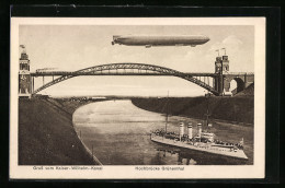 AK Beldorf, Zeppelinfahrt über Der Hochbrücke Grünenthal  - Aeronaves