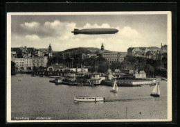 AK Hamburg, Zeppelinfahrt über Die Alsterlust  - Dirigeables