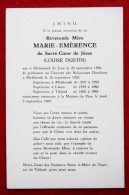 1965, Décès Révérende Mère Marie-Emérence. Née à Molenbeek En 1896. Supérieure à Melsbroek, Laken, Tildonck. - Devotion Images