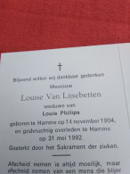 Doodsprentje Louise Van Lijsebetten / Hamme 14/11/1904 - 31/5/1992 ( Louis Philips ) - Godsdienst & Esoterisme