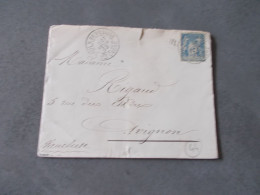 FRANCE.ENVELOPPE.TIMBRE SAGE.15CTS BLEU.CACHET SAULX DE VESOUL.A M.RIGAUD.AVIGNON.OR. - 1849-1876: Période Classique