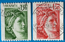 France 1979 : Type Sabine Provenant De Roulette N°2062 à 2063 Oblitéré - Gebraucht