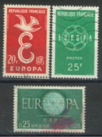 FRANCE -1958/60, EUROPA STAMPS SET OF 3, USED. - Used Stamps