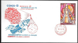 Soviet Space Cover 1973. "Soyuz 13" Launch. Anklam - Russia & USSR