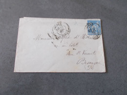 FRANCE.ENVELOPPE.TIMBRE SAGE.25CTS BLEU.CACHET AMIENS.A M.ALFRED D'HOTELA.RUE ST VINCENT.BESANCON - 1849-1876: Période Classique