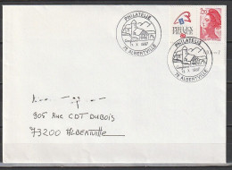 Enveloppe FRANCE Philatélie Conflans Oblitération ALBERTVILLE 13/10/1987 TP Yv :2461 Filex France 89 - Commemorative Postmarks