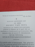 Doodsprentje Henri Van Hiel / Hamme 22/4/1905 Dendermonde 24/11/1992 ( Maria Van Goethem ) - Religion & Esotericism