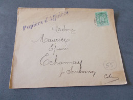 FRANCE.ENVELOPPE.TIMBRE SAGE.5CTS VERT.CACHET POUILLY EN AUXOIS.A EPICERIE M.MAURICE.ECHANNAY.PAPIERS D'AFFAIRES. - 1849-1876: Periodo Clásico