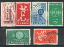 FRANCE -1956/67, EUROPA STAMPS SET OF 6, USED. - Oblitérés