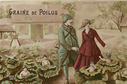 - Guerre 1914-18 -ref-N512- Patriotiques - Graine De Poilus - Couple Choisissant Des Bébés Avec Casque - - Guerre 1914-18