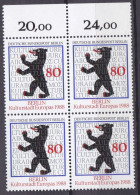 Berlin, 1988,  Nr. 800** Viererblock Mit Oberrand "Berlin-Kulturstadt Europas 1988" - Unused Stamps