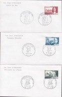 France Blanco Premier Jour Lettre FDC Cover PARIS & LYON 1970 Le Vau, Prosper Mérimeé, Philippe De L'Orme Complete Set - 1970-1979