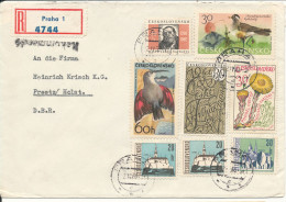 Czechoslovakia Registered Cover Sent To Germany 2-4-1966 With A Lot Of Stamps - Covers & Documents