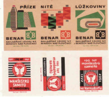 Czech Republic, 6 Matchbox Labels, Benar - BENEšOV NAD PLOUČNICI - Cotton Plants, Velveta Varnsdorf - 160 Years - Matchbox Labels