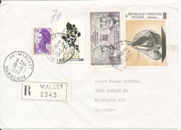 France Good Franked Registered Cover Sent To Germany Miallet 18-6-1988 With Green Douane C1 Label On The Backside Of The - Briefe U. Dokumente