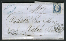 Belle Lettre De Castres Pour Vabre ( 1856 ) Avec Un N° 14Aa Bleu Foncé - 1849-1876: Periodo Clásico