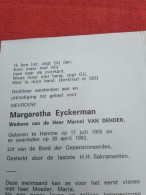 Doodsprentje Margaretha Eyckerman / Hamme 17/7/1905 - 30/4/1983 ( Marcel Van Dender ) - Religion & Esotérisme