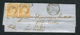 Belle Lettre De Castelnaudary Pour Vabre ( Aude 1855 ) Avec Une Paire De N° 13A - 1849-1876: Classic Period