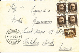 Italy Cover Sent To Switzerland Cembra (Trento) 1-2-1932 - Marcophilia