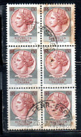 ITALIA REPUBBLICA ITALY REPUBLIC 1968 - 1976 SIRACUSANA TURRITA STELLE STARS LIRE 130 BLOCCO USATO BLOCK USED OBLITERE' - 1961-70: Oblitérés