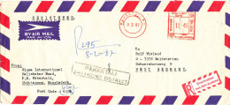 Bangladesh Registered Air Mail Cover With Meter Cancel  Sent To Germany Pahartali 8-2-1987 - Bangladesh