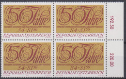 1971 , Mi 1380 ** (4) -  4er Block Postfrisch - 50 Jahre Verband Österreichischer Philatelisten Vereine - Ungebraucht