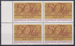 1971 , Mi 1380 ** (5) -  4er Block Postfrisch - 50 Jahre Verband Österreichischer Philatelisten Vereine - Neufs