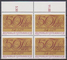 1971 , Mi 1380 ** (8) -  4er Block Postfrisch - 50 Jahre Verband Österreichischer Philatelisten Vereine - Ungebraucht