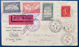 Lettre Par Avion CACHET JOURNEE AEROPOSTALE MARSEILLE 17/11/1926 POUR ALGER AVEC VIGNETTES Signature Du Pilote - Other & Unclassified