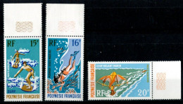 V - Polynésie Française: Année 1971 : Y&T N° PA 48/50 (sports Nautiques) : 3 Timbres Bord De Feuille NSC ** - Unused Stamps