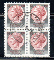 ITALIA REPUBBLICA ITALY REPUBLIC 1968 1976 SIRACUSANA TURRITA STELLE STARS LIRE 130 QUARTINA USATA BLOCK USED OBLITERE' - 1961-70: Usados