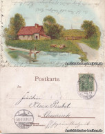 Ansichtskarte  Bauernhaus - Applikations-Ansichtskarte 1901 - Ohne Zuordnung