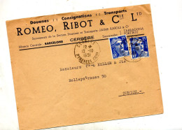 Lettre Cachet  Cerbere Sur Gandon Entete Douane Romeo - Manual Postmarks