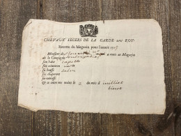 Document De Recette Aux Chevaux Légers De La Garde Du Roy 1715 - Documentos Históricos