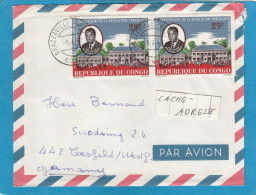 LETTRE DE BRAZAVILLE AVEC PAIRE DE TIMBRES "3E ANNIVERSAIRE DE LA REVOLUTION" POUR L'ALLEMAGNE, 1967. - Used