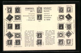 AK Frimärks-Spraket, Schwedische Briefmarke Erklären Die Briefmarkensprache  - Sellos (representaciones)