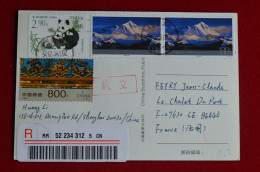 Registered Everest Card China To France Panda Himalaya Mountaineering Escalade Alpinisme - Bergen