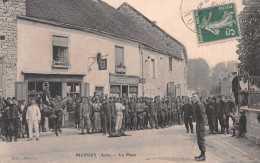 MERREY-sur-Arce (Aube) - La Place - Militaires Devant Le Café De La Paix - Voyagé 1911 (2 Scans) - Autres & Non Classés