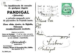 Germany & Marcofilia, Digitalis Lanata, PUB Pandigal, Beiersdorf,  Hamburgo A Lisboa 1936 (7979) - Lettres & Documents